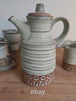 Vintage Tremar Cornish pottery 19 pieces, 15 piece coffee set 4 piece wine set