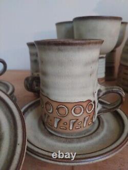 Vintage Tremar Cornish pottery 19 pieces, 15 piece coffee set 4 piece wine set
