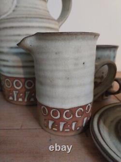 Vintage Tremar Cornish pottery 19 pieces, 15 piece coffee set 4 piece wine set