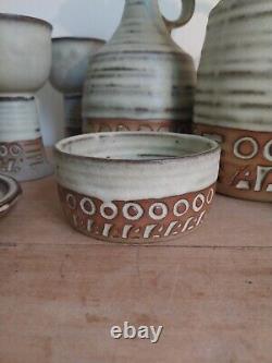 Vintage Tremar Cornish pottery 19 pieces, 15 piece coffee set 4 piece wine set