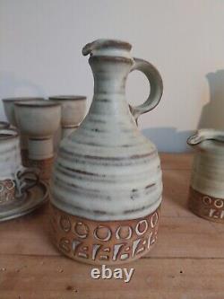 Vintage Tremar Cornish pottery 19 pieces, 15 piece coffee set 4 piece wine set