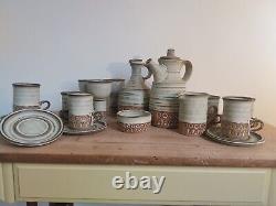 Vintage Tremar Cornish pottery 19 pieces, 15 piece coffee set 4 piece wine set