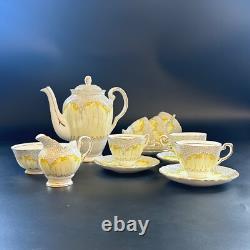 Vintage Tuscan Yellow Lotus Flower Coffee Set