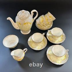 Vintage Tuscan Yellow Lotus Flower Coffee Set