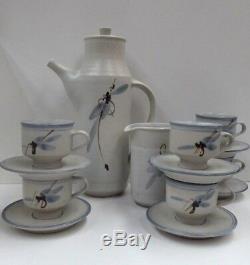 Vintage VIC Greenaway Australian Pottery Coffee Set Pot, 6 Cups Saucers Jug