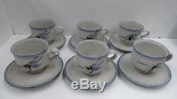 Vintage VIC Greenaway Australian Pottery Coffee Set Pot, 6 Cups Saucers Jug