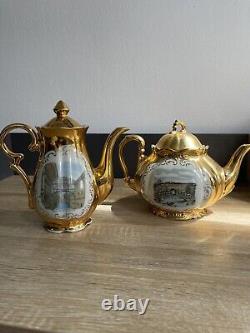 Vintage Venetian Venezia 1960s Murano Gold Leaf 29pc Coffee Tea Serving Set Rare