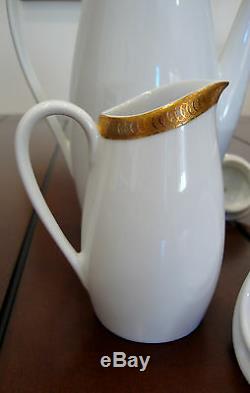 Vintage Verbano Industria Argentina Porcelain Coffee Set 19 Pieces Gold Trim