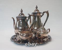 Vintage Viners Silver Plated 4 Pieces Coffee/ Tea Set Caviler Tray
