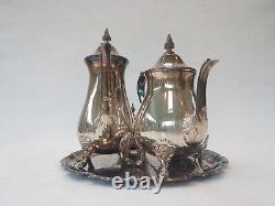 Vintage Viners Silver Plated 4 Pieces Coffee/ Tea Set Caviler Tray