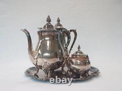Vintage Viners Silver Plated 4 Pieces Coffee/ Tea Set Caviler Tray