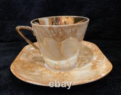 Vintage WAWEL Marbled & Gold Tea/Coffee Set for 10 with Teapot, Creamer & Sugar