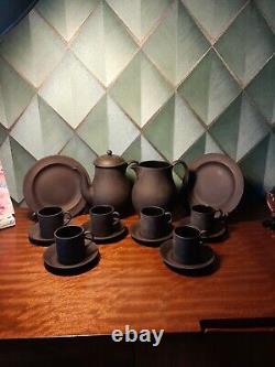 Vintage Wedgwood Basalt Tea/coffee Set Inc Teapot 6x Cups Saucers Jug & Plates