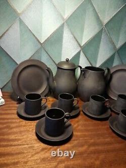 Vintage Wedgwood Basalt Tea/coffee Set Inc Teapot 6x Cups Saucers Jug & Plates