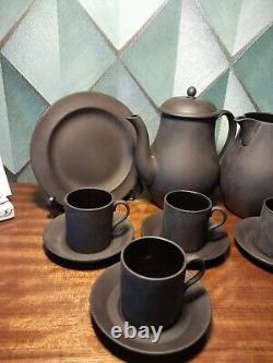 Vintage Wedgwood Basalt Tea/coffee Set Inc Teapot 6x Cups Saucers Jug & Plates