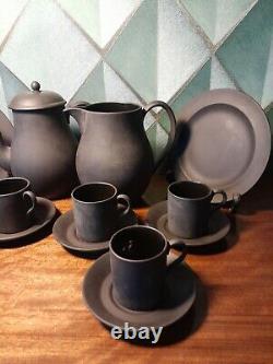 Vintage Wedgwood Basalt Tea/coffee Set Inc Teapot 6x Cups Saucers Jug & Plates