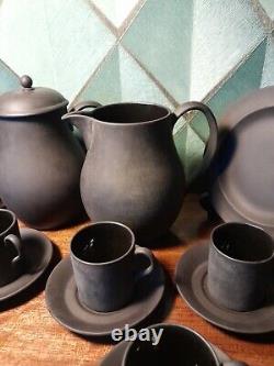 Vintage Wedgwood Basalt Tea/coffee Set Inc Teapot 6x Cups Saucers Jug & Plates