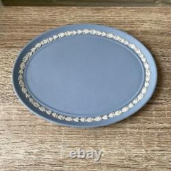 Vintage Wedgwood Blue Jasperware Miniature Tea & Coffee Set Cup Saucers Tray