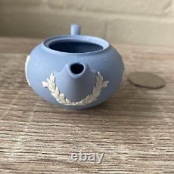 Vintage Wedgwood Blue Jasperware Miniature Tea & Coffee Set Cup Saucers Tray