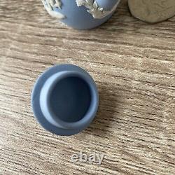 Vintage Wedgwood Blue Jasperware Miniature Tea & Coffee Set Cup Saucers Tray