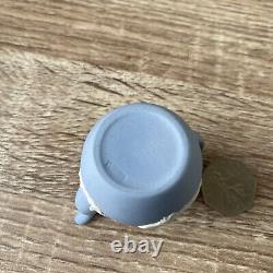 Vintage Wedgwood Blue Jasperware Miniature Tea & Coffee Set Cup Saucers Tray
