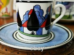 Vintage Wedgwood Clarice Cliff Limited Edition Express Coffee Cups Set Rare