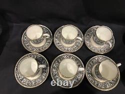 Vintage Wedgwood Florentine Dragon China Espresso Coffee Set England Black