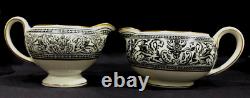 Vintage Wedgwood Florentine Dragon China Espresso Coffee Set England Black