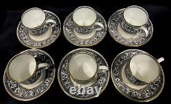Vintage Wedgwood Florentine Dragon China Espresso Coffee Set England Black