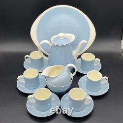 Vintage Wedgwood Of Etruria Summer Sky Coffee Espresso Set Blue White 1950's