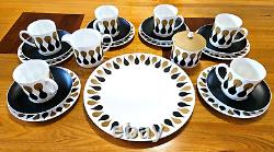 Vintage Wedwood Susie Cooper Diablo 21 Piece Coffee Set Setting For Six 1968