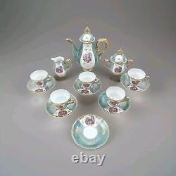 Vintage coffee set Limoges scenery Pot Sugar Creamer Coffee Cups Porcelain