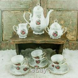 Vintage coffee set Limoges scenery Pot Sugar Creamer Coffee Cups Porcelain