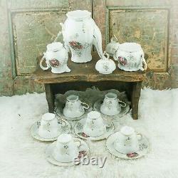 Vintage coffee set Limoges scenery Pot Sugar Creamer Coffee Cups Porcelain