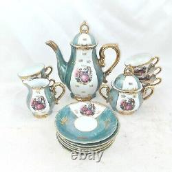 Vintage coffee set Limoges scenery Pot Sugar Creamer Coffee Cups Porcelain