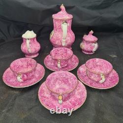 Vintage coffee set Limoges scenery Pot Sugar Creamer Coffee Cups Porcelain Rose