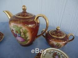 Vintage grizelle germany rembrandt french couple coffee set cups & saucer pot