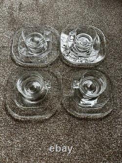 Vintage joe colombo glass Cup Saucer And Plate Set Of 4 Arno Italy Designer