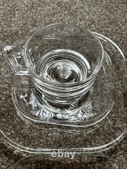 Vintage joe colombo glass Cup Saucer And Plate Set Of 4 Arno Italy Designer