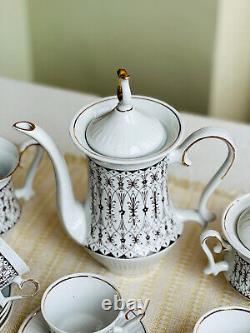 Vintage porcelain coffee set for 5 people, Soviet ceramic coffee service, 12 pcs