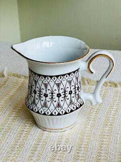 Vintage porcelain coffee set for 5 people, Soviet ceramic coffee service, 12 pcs