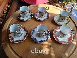 Vintage set of Gilt Edged Footed Demitasse Coffee/Moccha Cups & Saucers