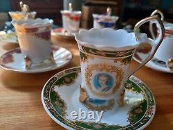 Vintage set of Gilt Edged Footed Demitasse Coffee/Moccha Cups & Saucers