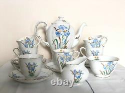 Vintage tea / coffee set Tuscan Fine English Bone China Blue Iris