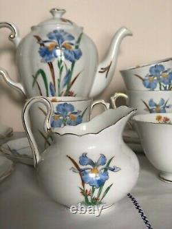 Vintage tea / coffee set Tuscan Fine English Bone China Blue Iris
