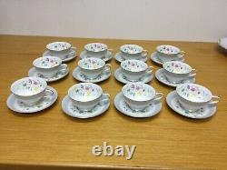 Vtg. 1950s Noritake Floral Pattern #N2353 Footed Cups & Saucers (12 Sets)