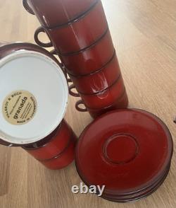 Vtg 1960/70s Villeroy & Boch Granada Luxembourg Tea Coffee Red Set 16Piece