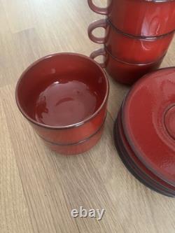 Vtg 1960/70s Villeroy & Boch Granada Luxembourg Tea Coffee Red Set 16Piece