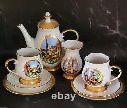 Vtg 1970s Riga Porcelain Factory Coffee Set Vakars Porcelain Coffee Set for 2