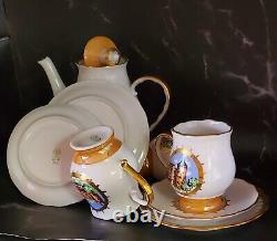 Vtg 1970s Riga Porcelain Factory Coffee Set Vakars Porcelain Coffee Set for 2